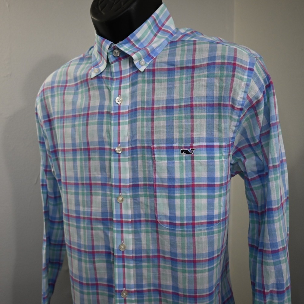 Vineyard Vines Slim Fit Tucker Shirt Plaid Long Sleeve Button Up Mens Medium